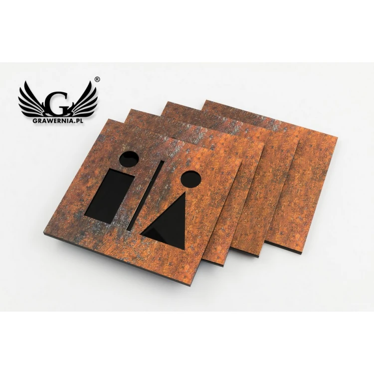 Toilet signs laminate textures cut through - acrylic base - dim. 120x120mm - TT028