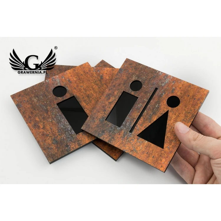 Toilet signs laminate textures cut through - acrylic base - dim. 120x120mm - TT028
