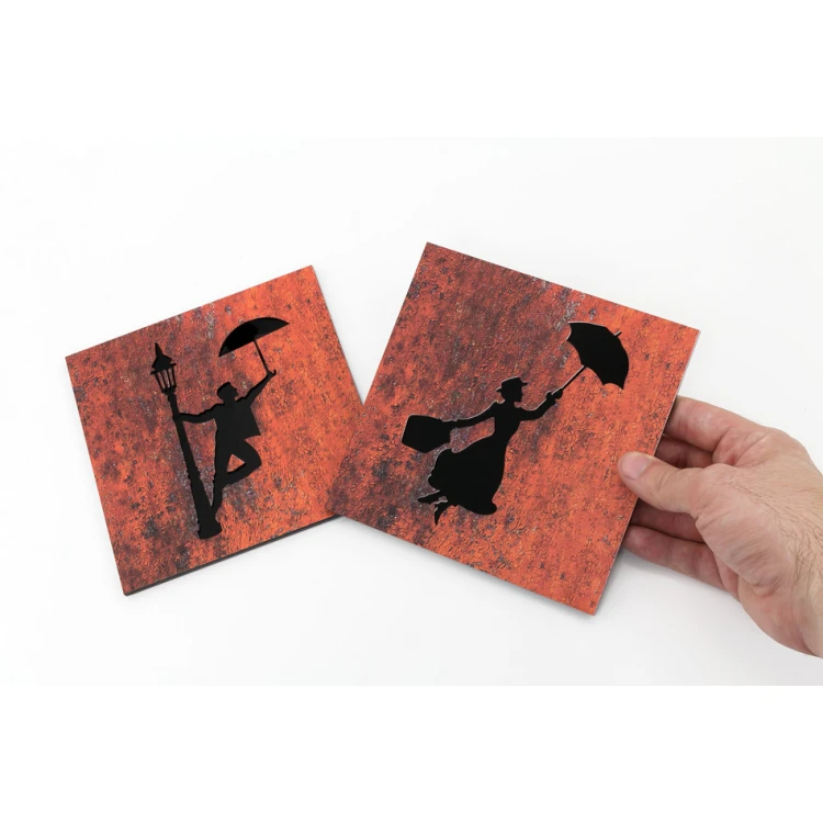 Toilet signs laminate textures cut through - acrylic base - dim. 150x150mm - TT038