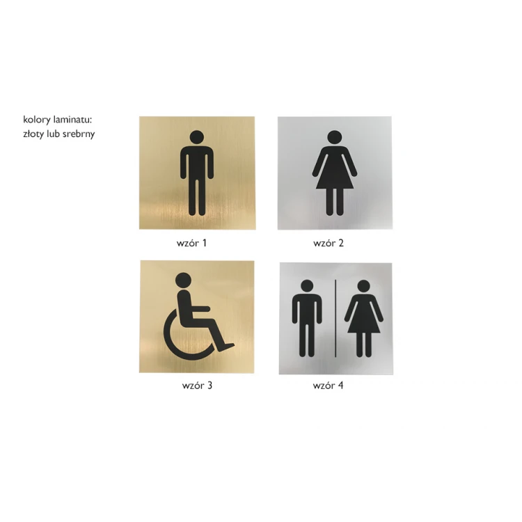 Toilet Signs - Silver or Gold Laminate - Size 150x150mm - TT015