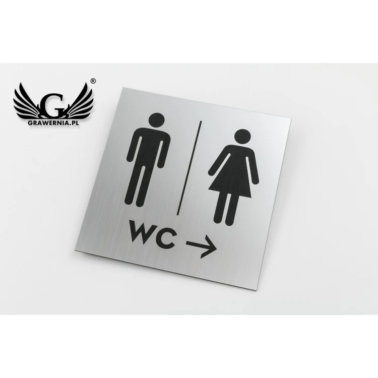 Directional Toilet Signs - Silver or Gold Laminate - Size 150x150mm - TT016