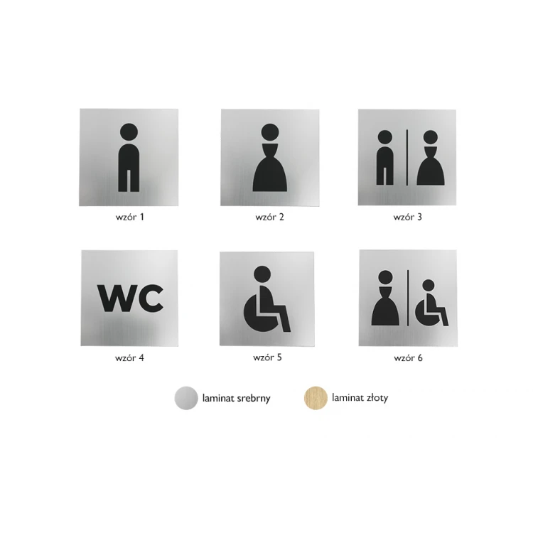 Toilet Signs - Silver or Gold Laminate - Size 100x100mm - TT025