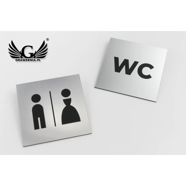Toilet Signs - Silver or Gold Laminate - Size 100x100mm - TT025