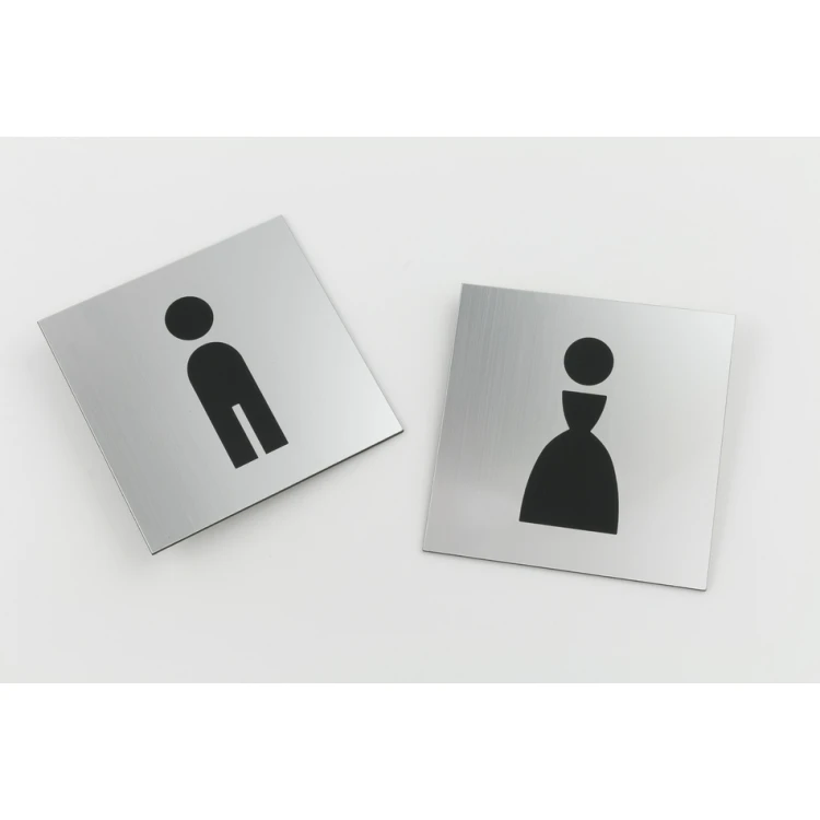 Toilet Signs - Silver or Gold Laminate - Size 100x100mm - TT025