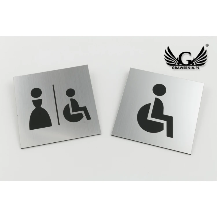 Toilet Signs - Silver or Gold Laminate - Size 100x100mm - TT025