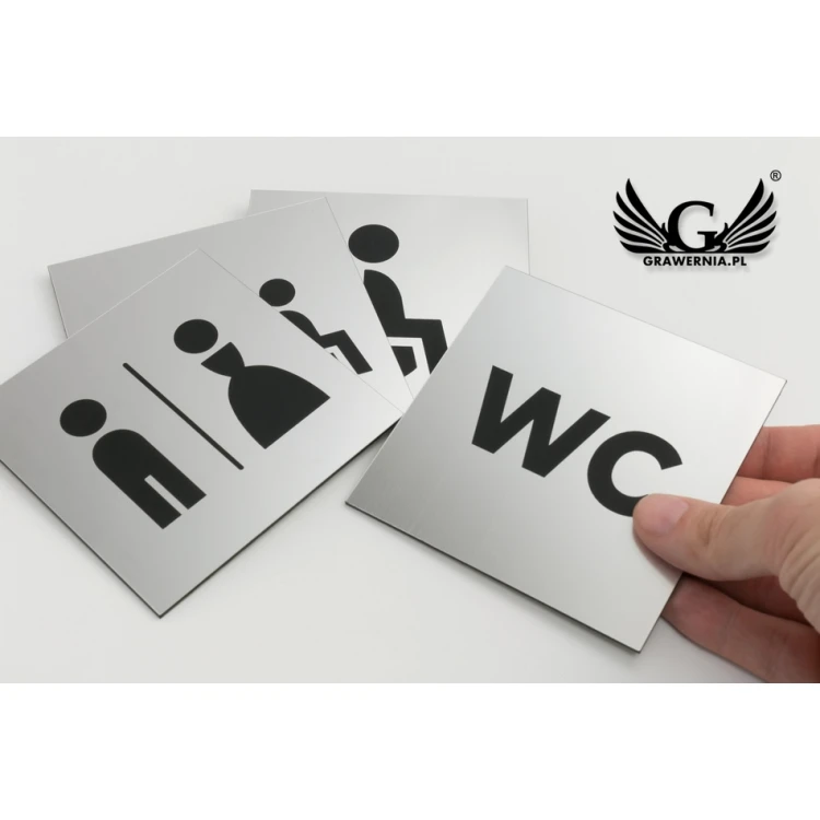 Toilet Signs - Silver or Gold Laminate - Size 100x100mm - TT025