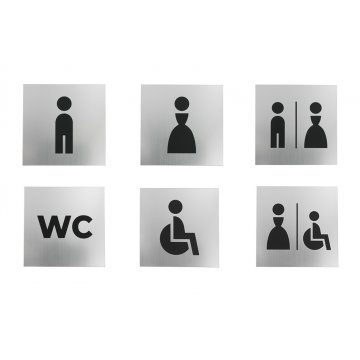 Toilet Signs - Silver or Gold Laminate - Size 100x100mm - TT025