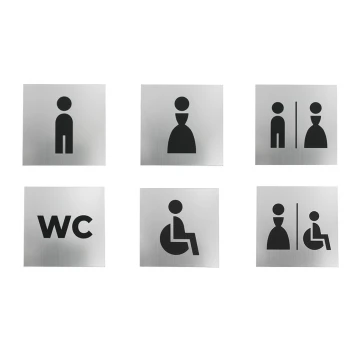 Toilet Signs - Silver or Gold Laminate - Size 100x100mm - TT025