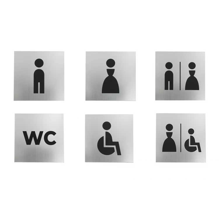 Toilet Signs - Silver or Gold Laminate - Size 100x100mm - TT025