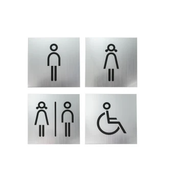 Toilet Signs - Silver or Gold Laminate - Size 100x100mm - TT019