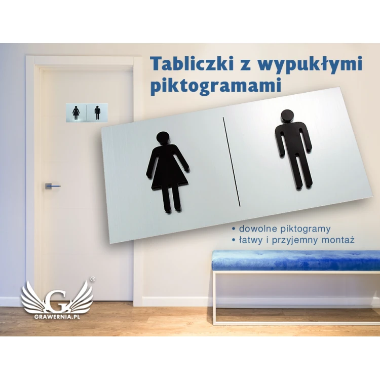 Toilet Signs with Raised Pictograms - TT006 - Size 16x8cm