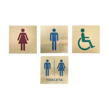 Toilet Signs - Gold Laminate with Colorful Engraving - Size 150x150mm - TT013