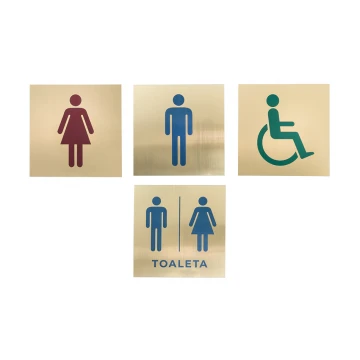 Toilet Signs - Gold Laminate with Colorful Engraving - Size 150x150mm - TT013