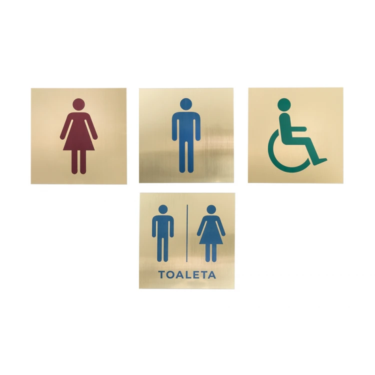Toilet Signs - Gold Laminate with Colorful Engraving - Size 150x150mm - TT013