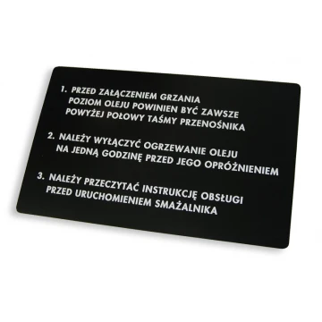 Description plates for machines and devices - dimension: 280x175mm