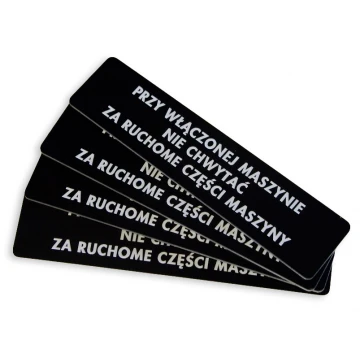 Description plates for machines and devices - size: 130x30mm