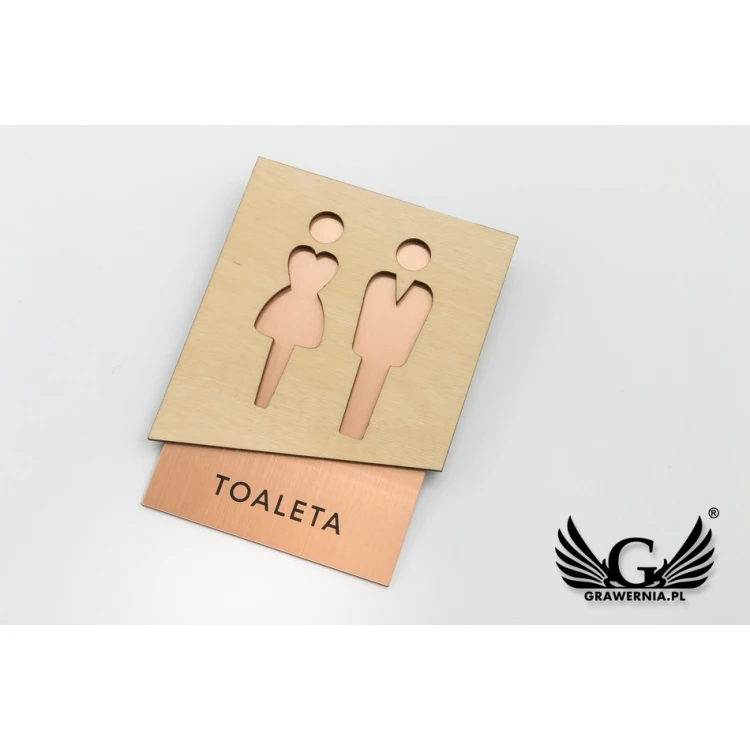 Premium Toilet Signs with Wood and Laminate - size 105x140mm - TT018