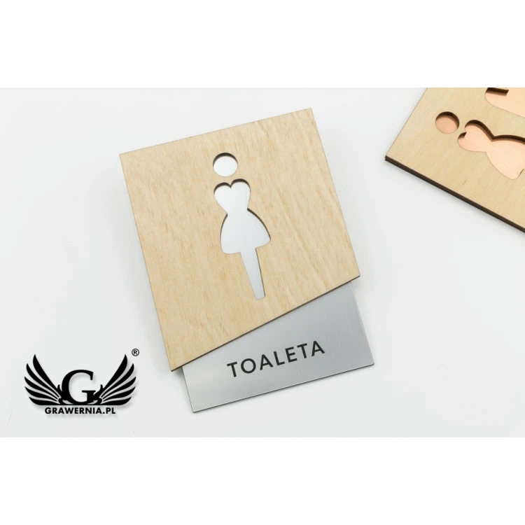Premium Toilet Signs with Wood and Laminate - size 105x140mm - TT018
