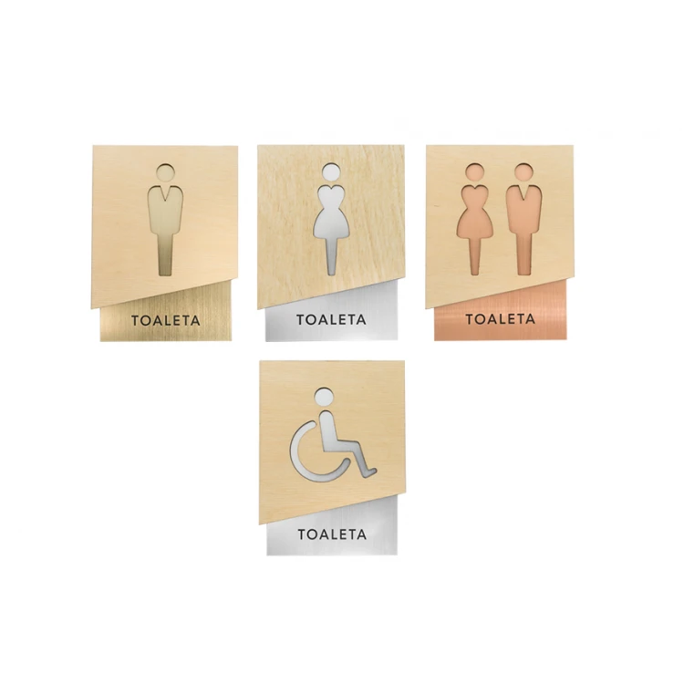 Premium Toilet Signs with Wood and Laminate - size 105x140mm - TT018