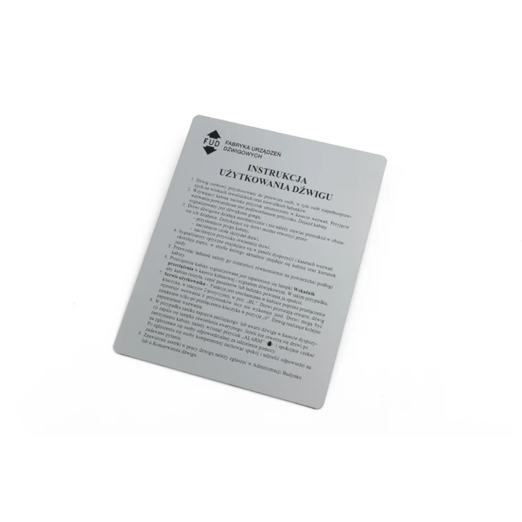 Engraved industrial plates made of aluply aluminium - dimensions: 175x220mm - TAB137