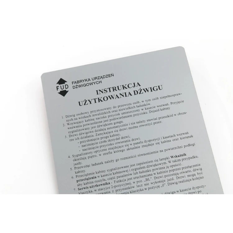 Engraved industrial plates made of aluply aluminium - dimensions: 175x220mm - TAB137