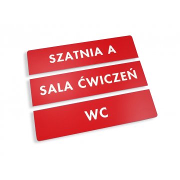 Three-part plaques for doors or walls - red - size 20x5cm