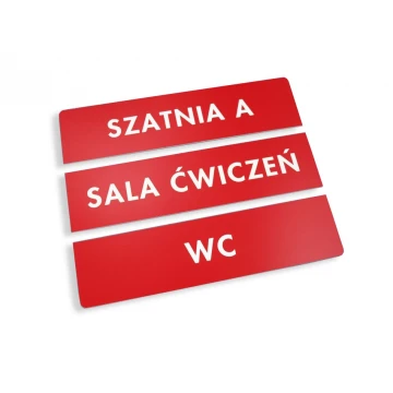 Three-part plaques for doors or walls - red - size 20x5cm
