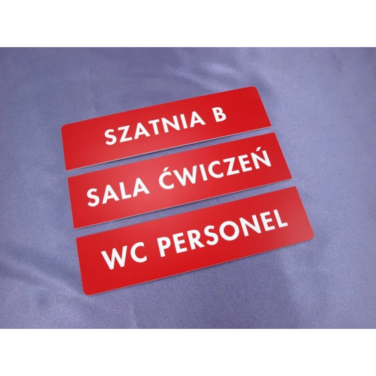 Three-part plaques for doors or walls - red - size 20x5cm