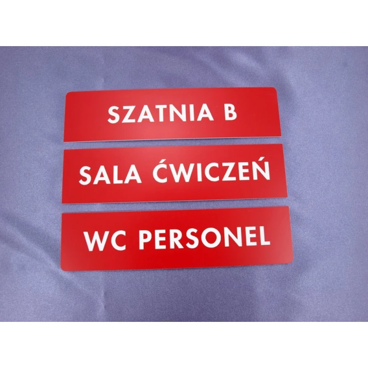 Three-part plaques for doors or walls - red - size 20x5cm
