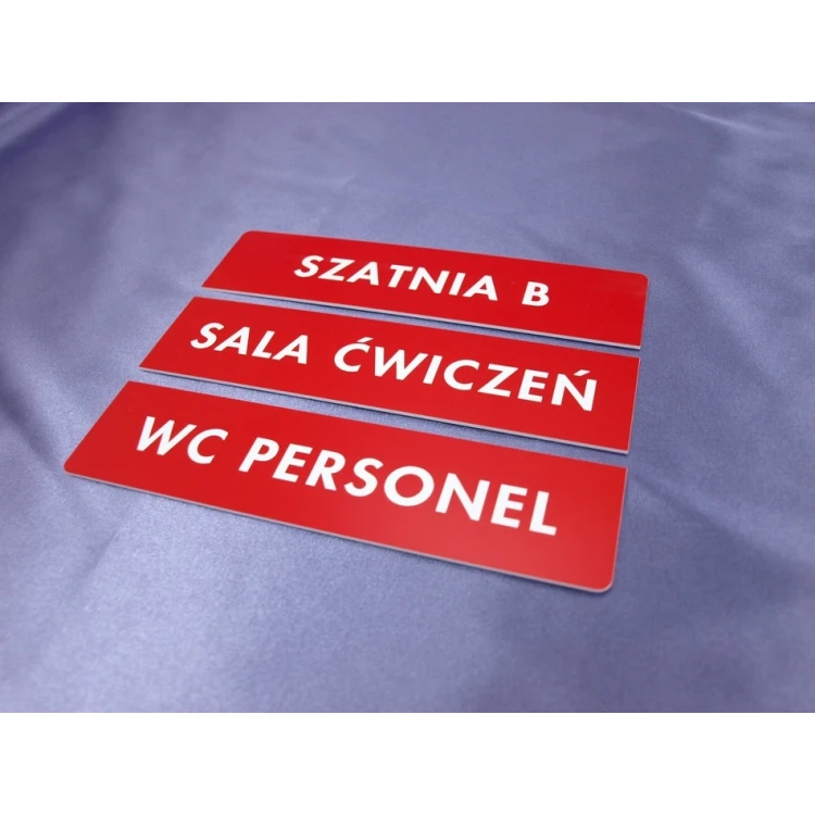 Three-part plaques for doors or walls - red - size 20x5cm