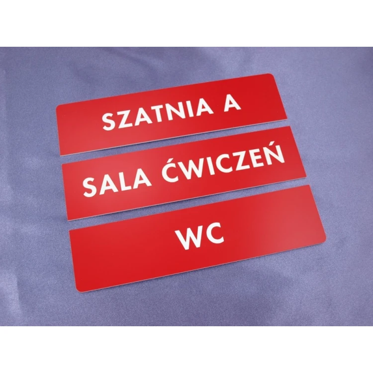 Three-part plaques for doors or walls - red - size 20x5cm