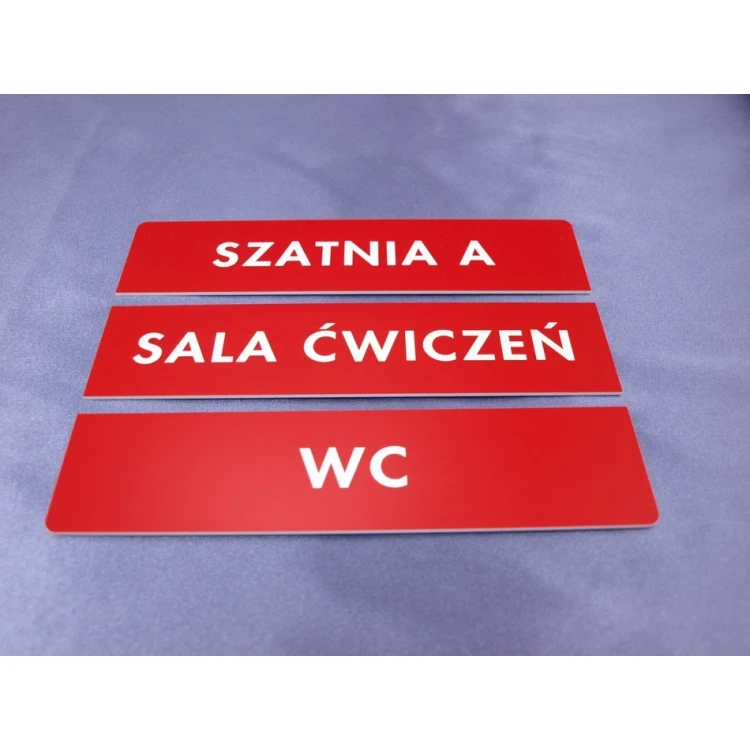 Three-part plaques for doors or walls - red - size 20x5cm