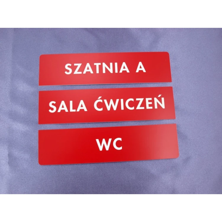 Three-part plaques for doors or walls - red - size 20x5cm