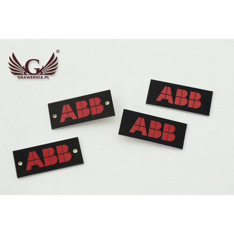 Black anodised aluminium logo plates - indestructible print - dimensions: 35x15mm