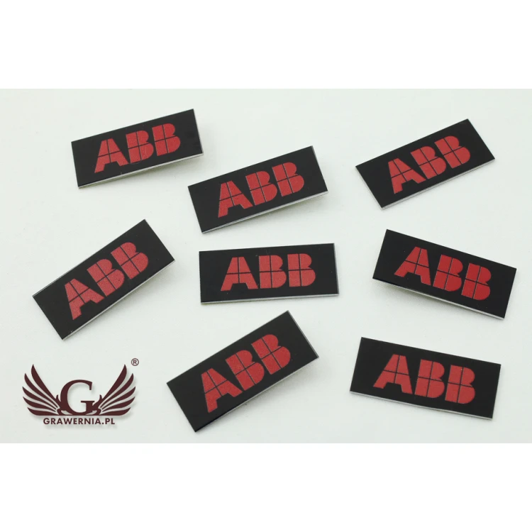 Black anodised aluminium logo plates - indestructible print - dimensions: 35x15mm