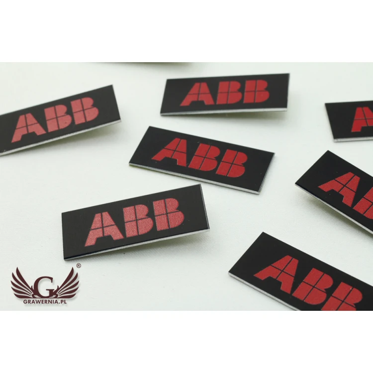 Black anodised aluminium logo plates - indestructible print - dimensions: 35x15mm