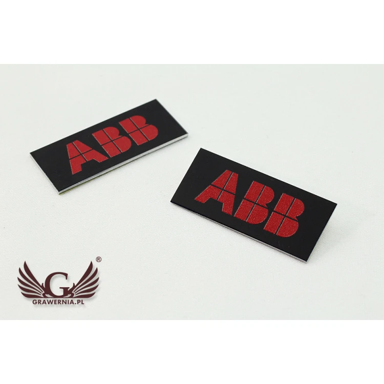 Black anodised aluminium logo plates - indestructible print - dimensions: 35x15mm