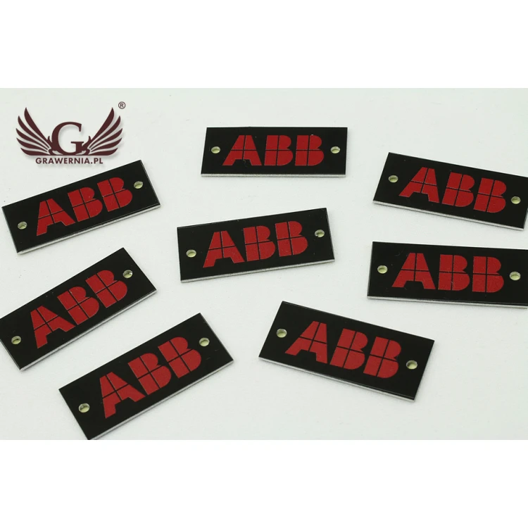 Black anodised aluminium logo plates - indestructible print - dimensions: 35x15mm