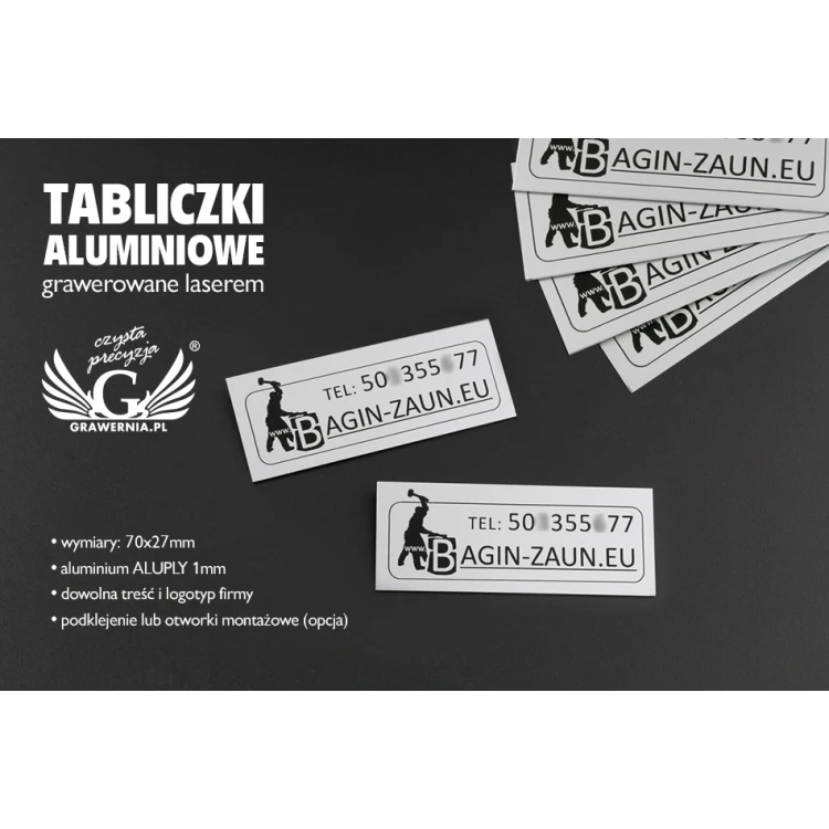Engraved Aluply Aluminum Plates - Dimensions: 70x27mm - TAB062