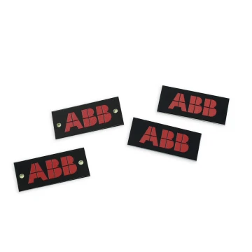 Black anodised aluminium logo plates - indestructible print - dimensions: 35x15mm