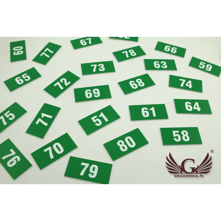 Numbered Plaques for Cabinets - Green Color - Size 80x40mm