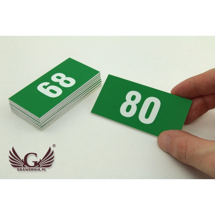 Numbered Plaques for Cabinets - Green Color - Size 80x40mm
