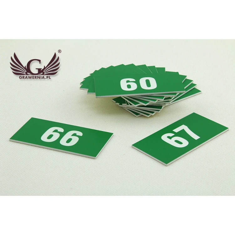 Numbered Plaques for Cabinets - Green Color - Size 80x40mm