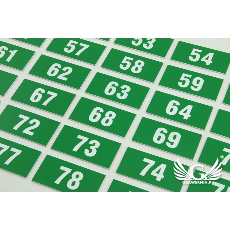 Numbered Plaques for Cabinets - Green Color - Size 80x40mm