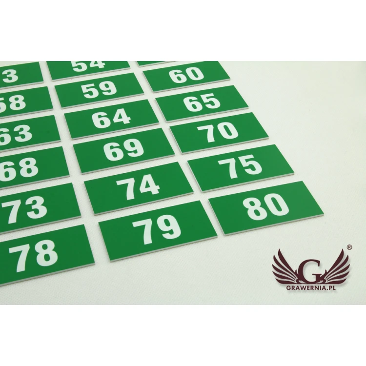 Numbered Plaques for Cabinets - Green Color - Size 80x40mm