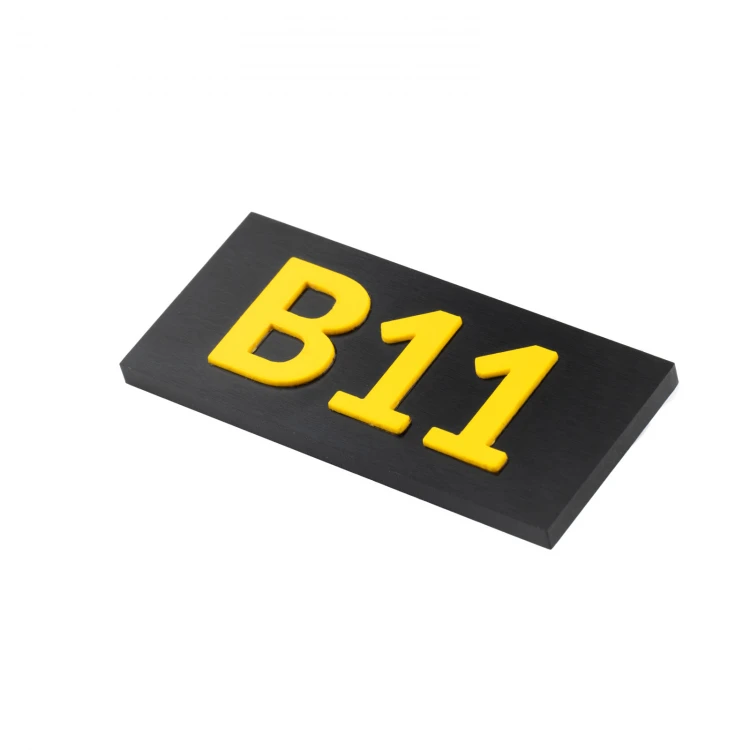 Numbered Plaques for Cabinets, Drawers and Doors - Black PVC with Raised Letters - ND032 - Size 55x25mm