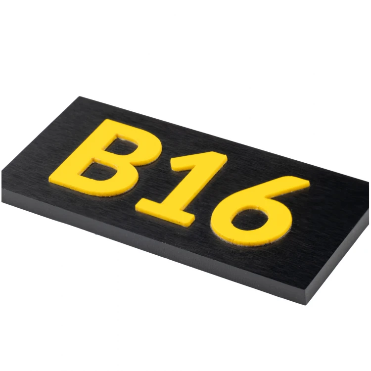 Numbered Plaques for Cabinets, Drawers and Doors - Black PVC with Raised Letters - ND032 - Size 55x25mm