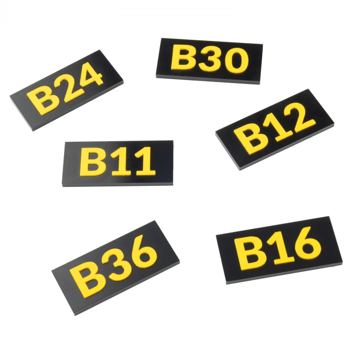 Numbered Plaques for Cabinets, Drawers and Doors - Black PVC with Raised Letters - ND032 - Size 55x25mm