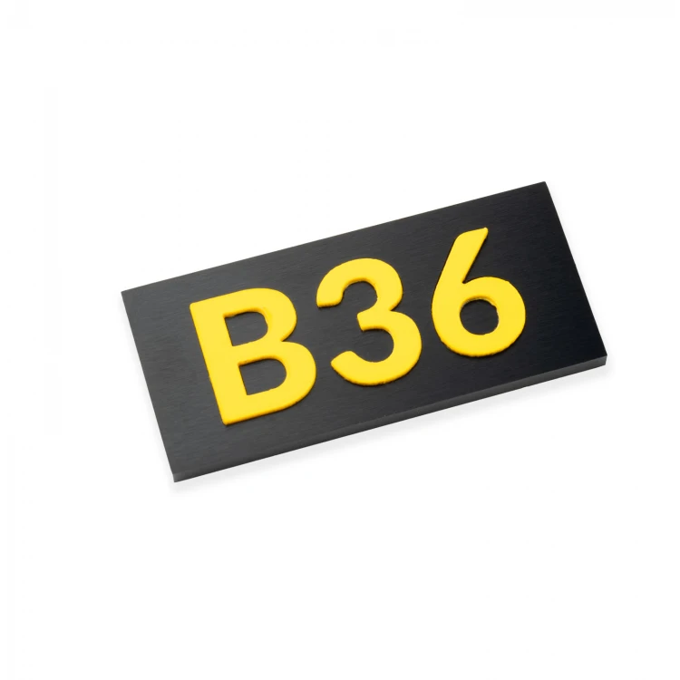 Numbered Plaques for Cabinets, Drawers and Doors - Black PVC with Raised Letters - ND032 - Size 55x25mm