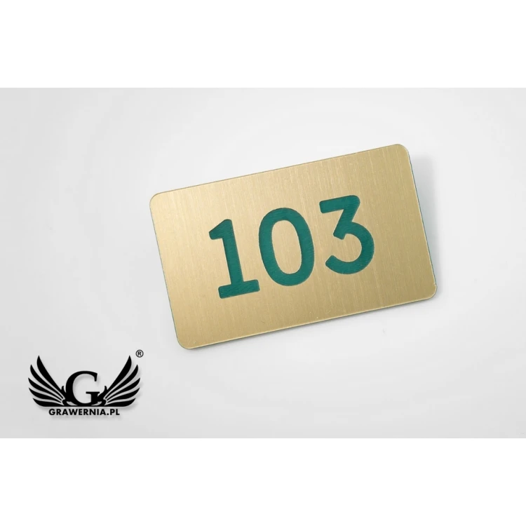 Numbered Plaques for Cabinets and Drawers - Gold with Colorful Engraving - ND026 - Size 39x23mm
